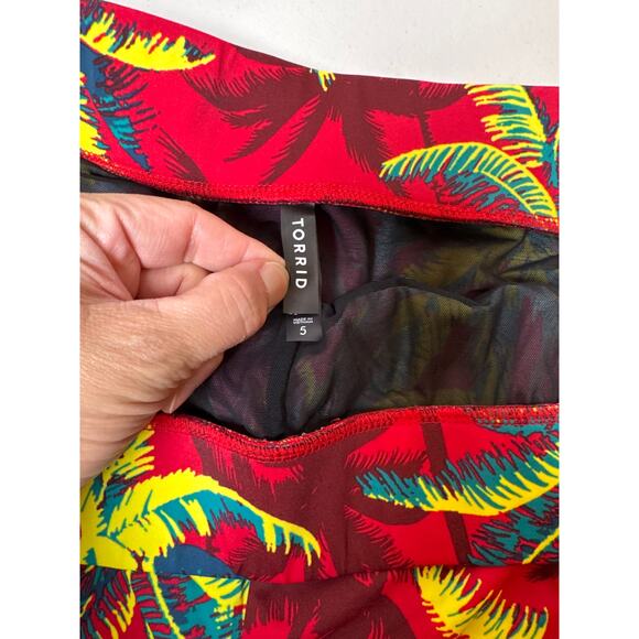 Torrid Red Palm Tropical Print Retro Wireless Ruched Bikini Top & Bottom Set 5X - Picture 11 of 13
